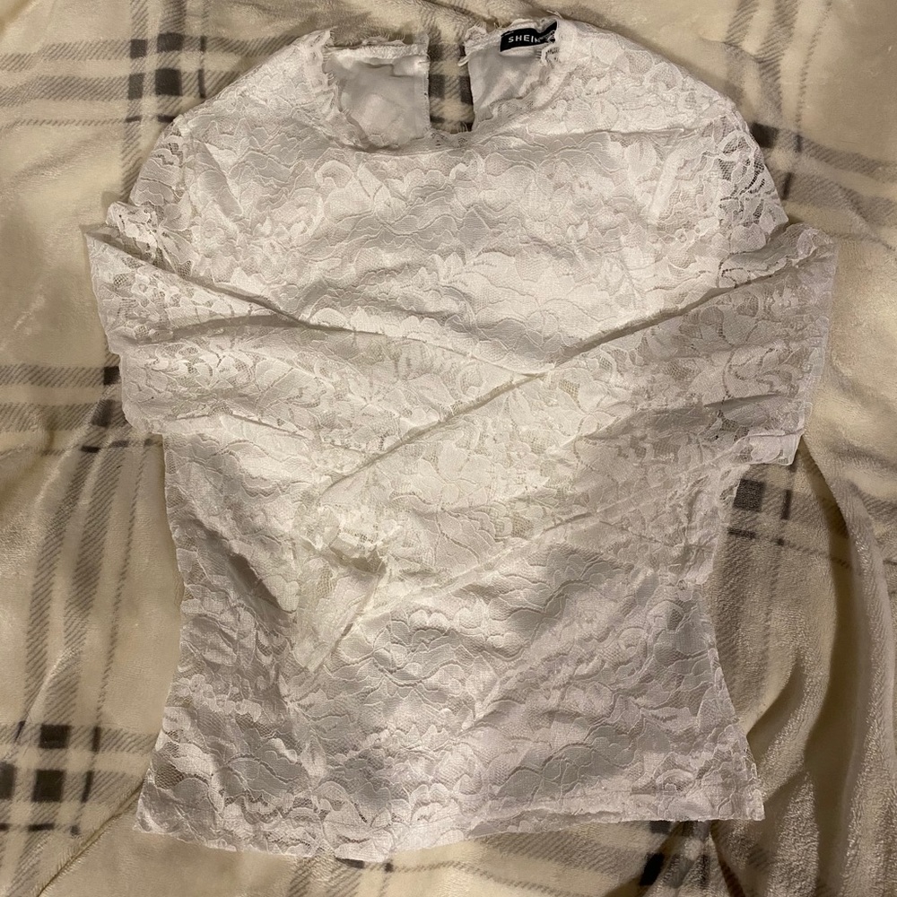Shein long sleeve white tee
